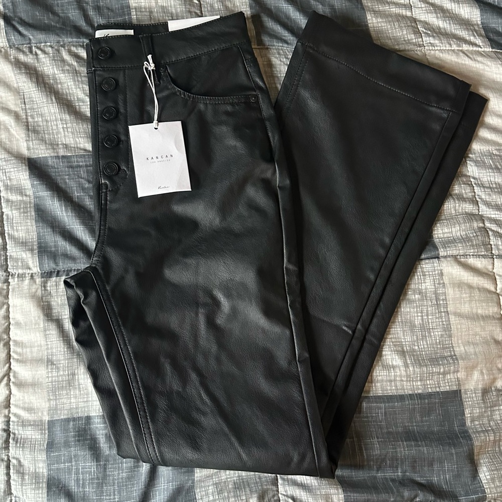 NWT Kancan multi button faux leather pant